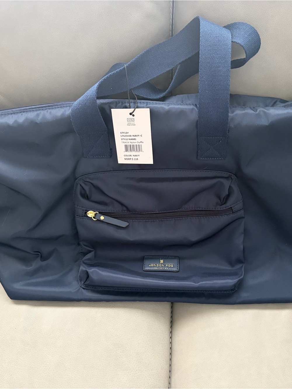 London Fog Navy Travel Duffel with Front Zip Pocket